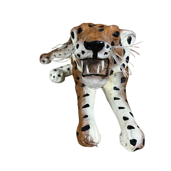 Paper Mache Leopard Figurine With‎ Lifelike Details & Painted Finish - Picture 6 of 9